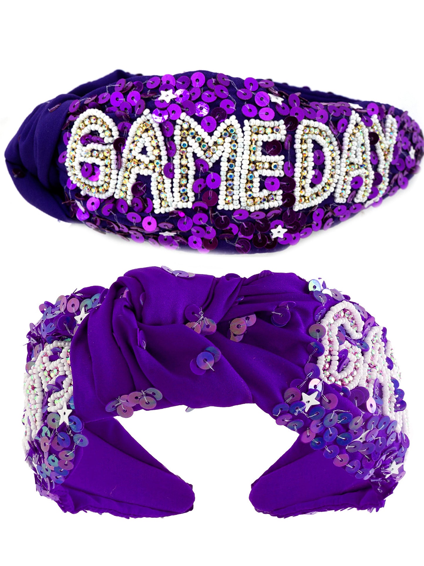 Emma Gameday Top Knotted Jeweled Beaded Headband