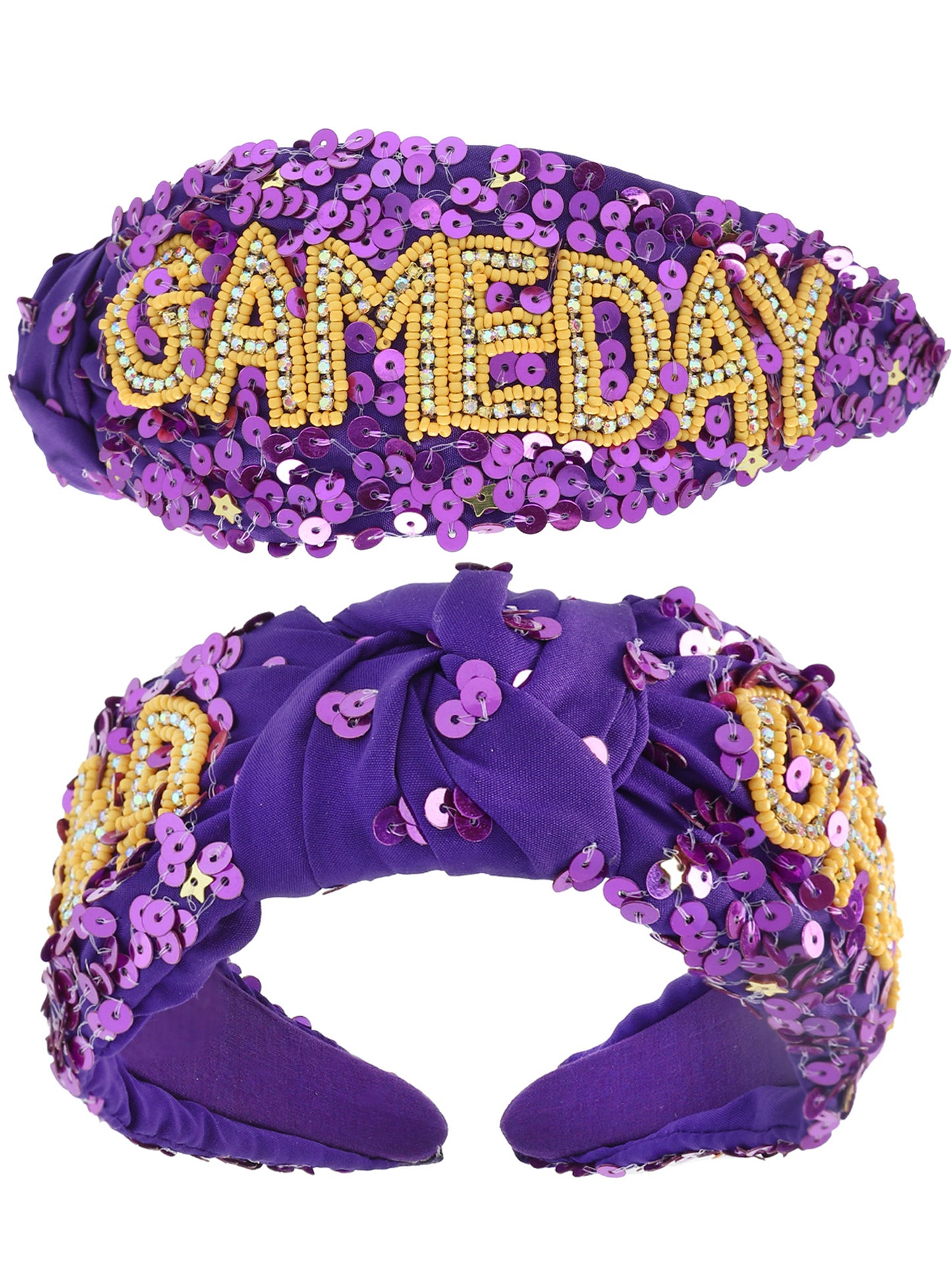 Emma Gameday Top Knotted Jeweled Beaded Headband