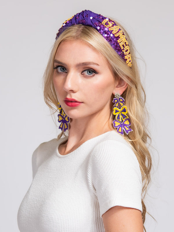 Emma Gameday Top Knotted Jeweled Beaded Headband