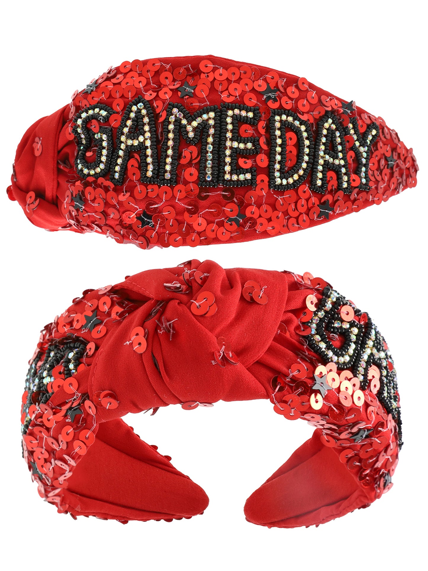 Emma Gameday Top Knotted Jeweled Beaded Headband