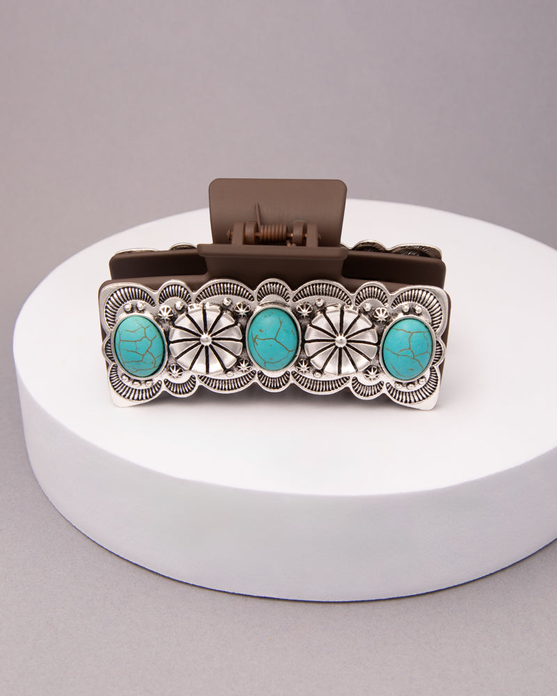 Angela Western Decorative Turquoise Hair Claw Clip