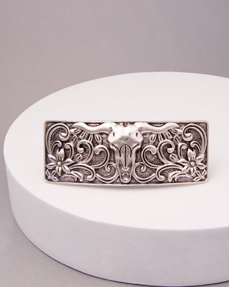 Kira Western Decorative Long Horn Hair Barrette Clip