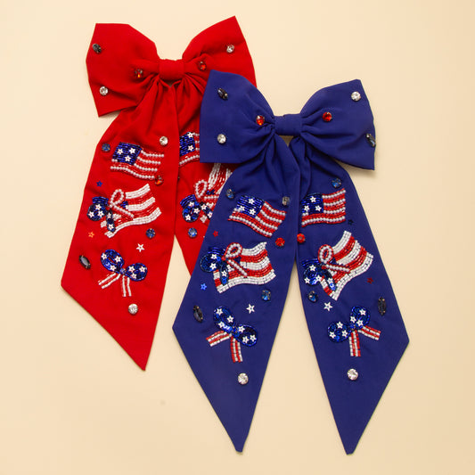 Layla Crystal Star Sequins Seed Beaded Balloon Dog Bow Barrette
