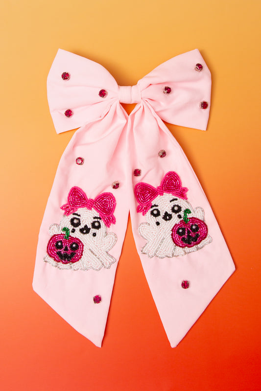 Ruby Halloween Seed Beaded Bow Barrette Hair Clip