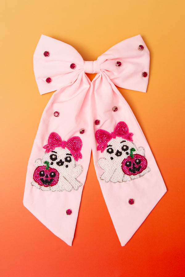 Ruby Halloween Seed Beaded Bow Barrette Hair Clip
