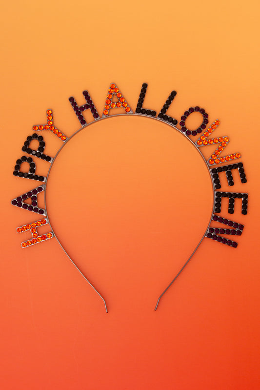 Sandy “Happy Halloween” Rhinestone Metal Tiara Headband