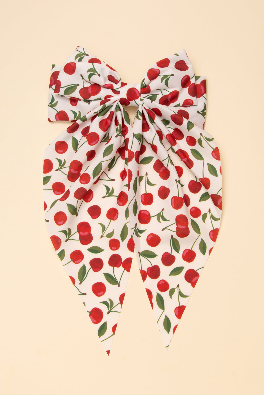 Madison Cherry Pattern Graphic Print Fabric Bow Barrette Hair Clip