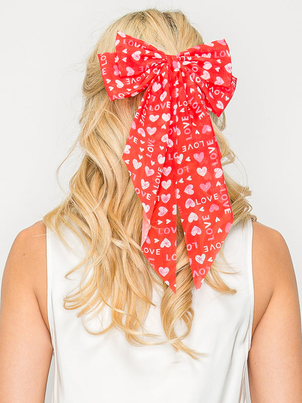 Lovely Valentines Theme Bow Barrette Hair Clip