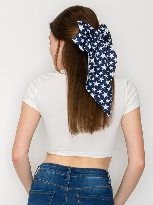 Autumn America Theme Graphic Print Star-Spangled Pattern Bow Barret