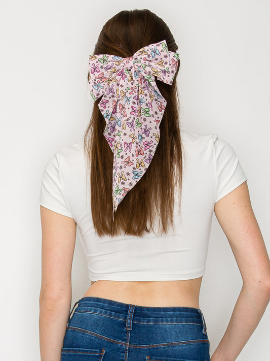 Lucia Floral Longtail Bow Pattern Graphic Print Bow Barret