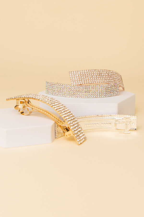 Ashley Rhinestone Pavé Rectangular Hair Barrette