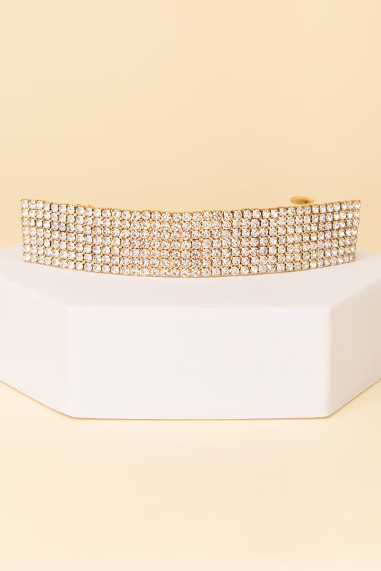 Ashley Rhinestone Pavé Rectangular Hair Barrette | Gold