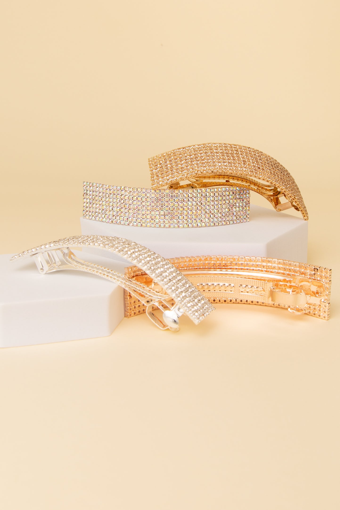Amara Rhinestone Pavé Rectangular Hair Barrette Clip