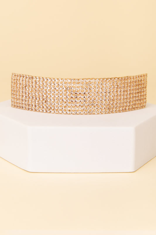 Amara Rhinestone Pavé Rectangular Hair Barrette Clip | Gold