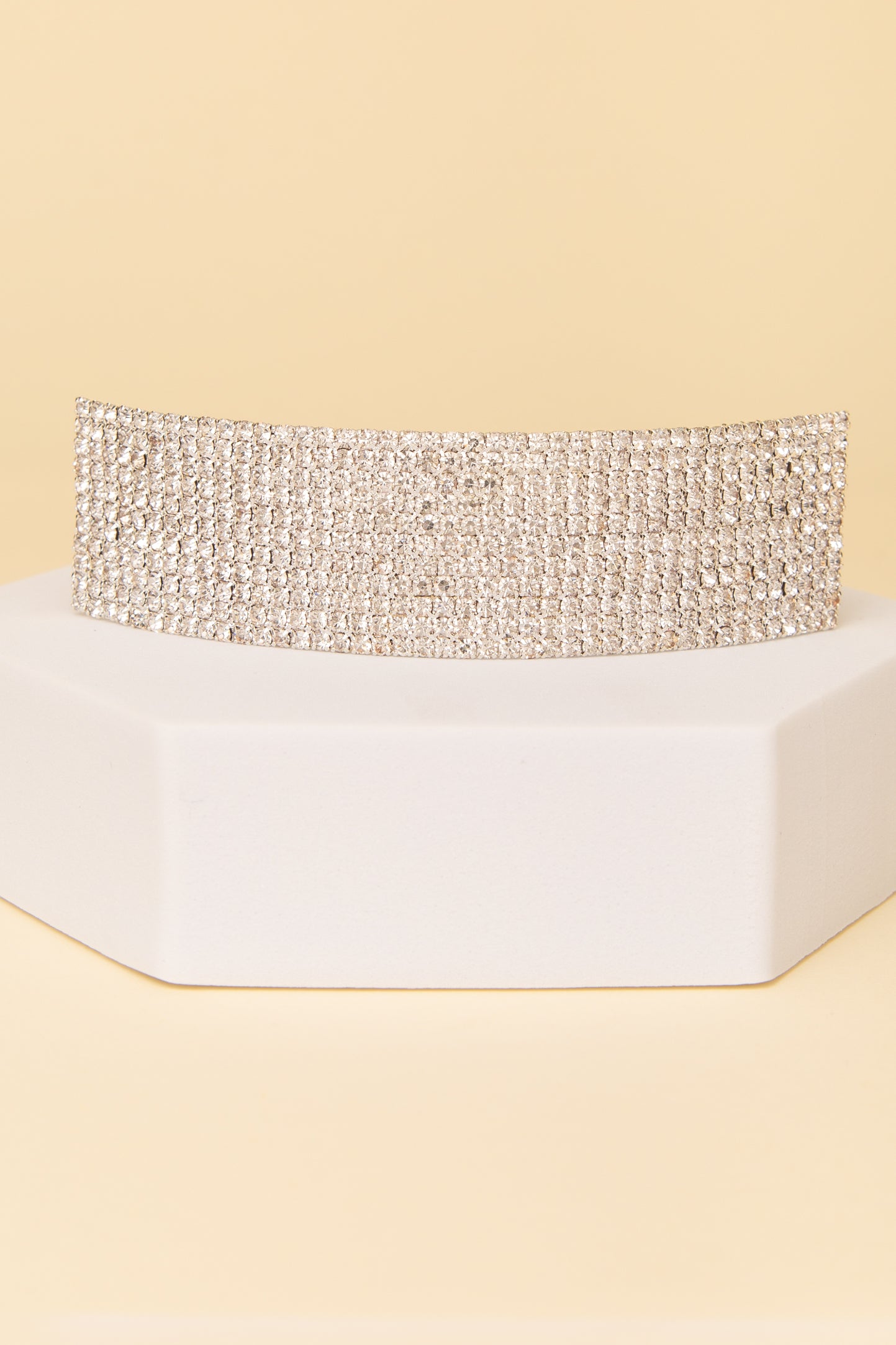 Isabel Rhinestone Pavé Rectangular Hair Barrette Clip | Silver