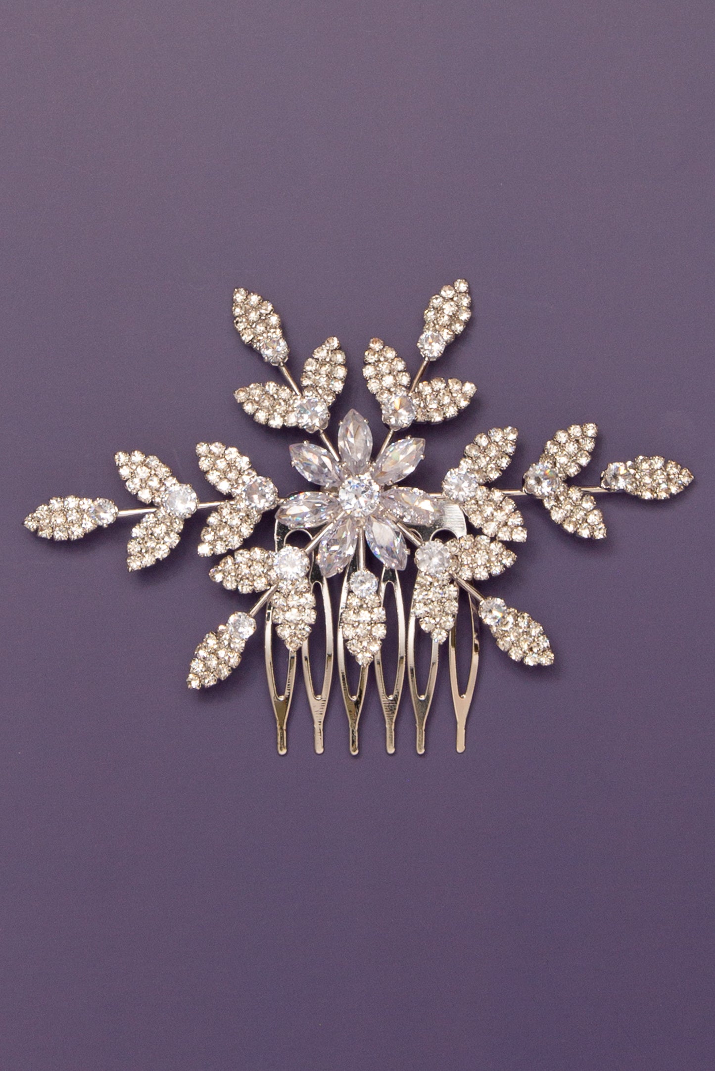 Jolene Marquise Flower and Cubic Zirconia Hair Pave Spray Comb