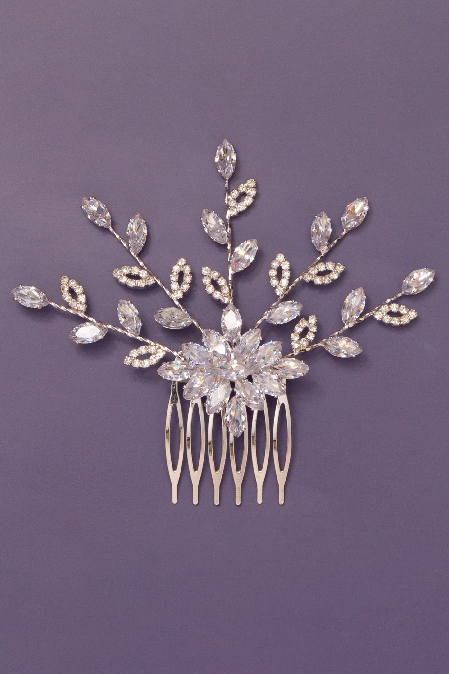 Aliza Floral Cluster Spray Cubic Zirconia Hair Comb