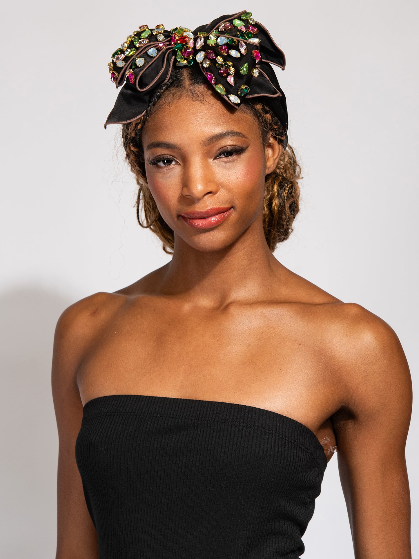 Brianna Velvet Gemstone Embellished Bow Headband