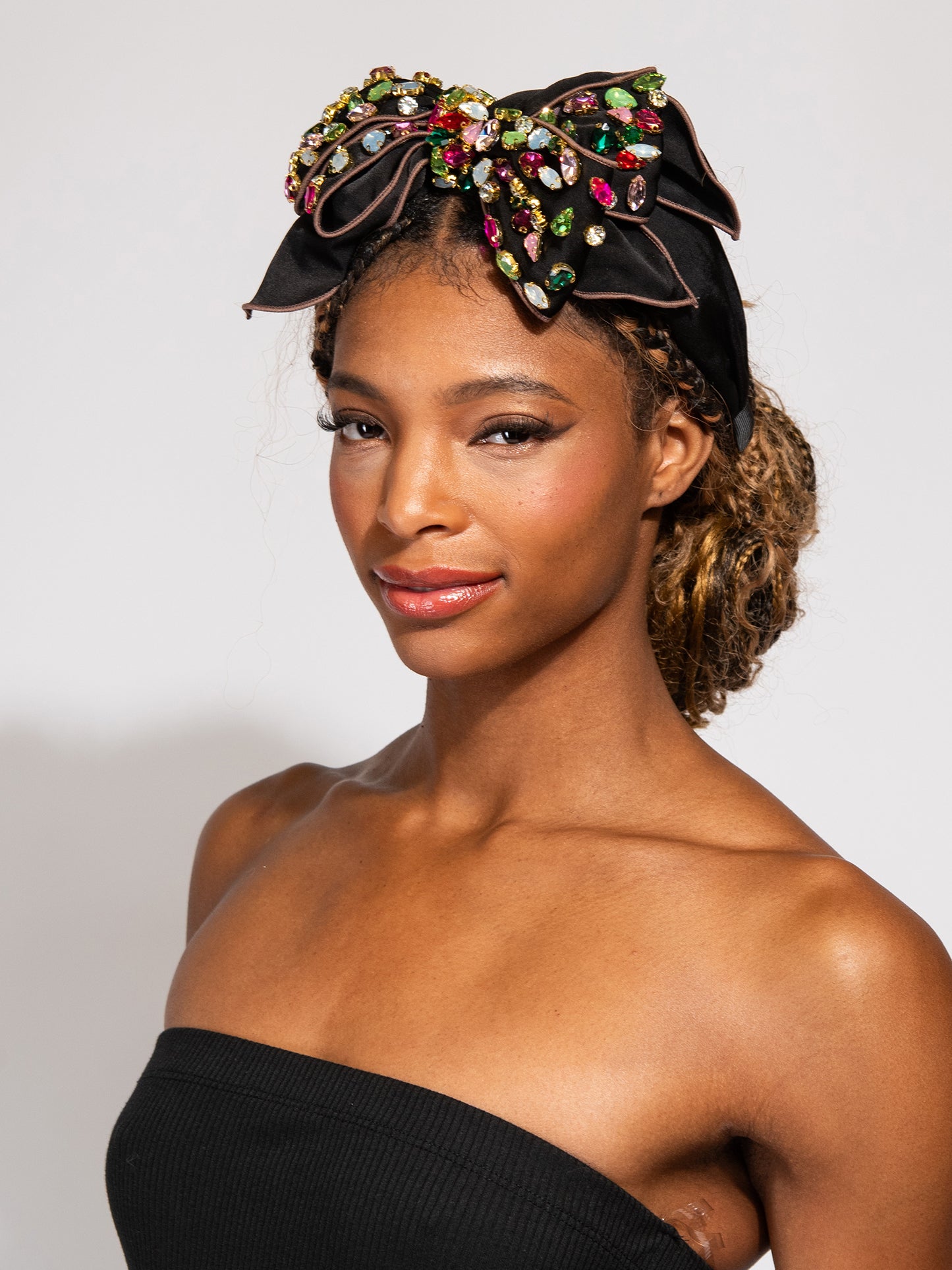 Brianna Velvet Gemstone Embellished Bow Headband
