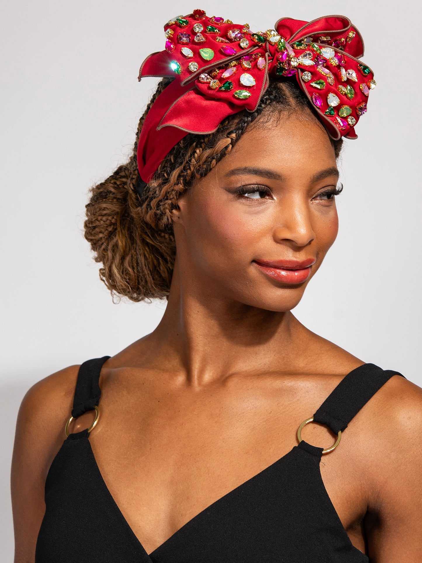 Brianna Velvet Gemstone Embellished Bow Headband