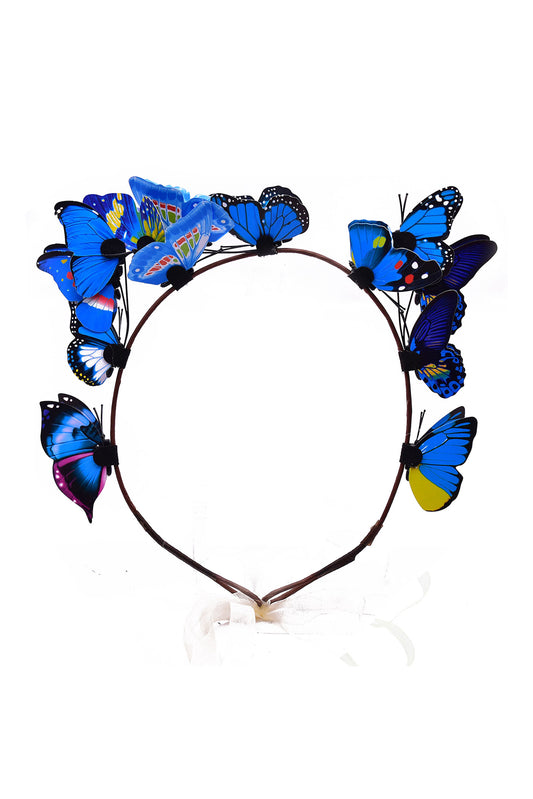 Noelle Butterfly Ribbon Closure Headband | Blue