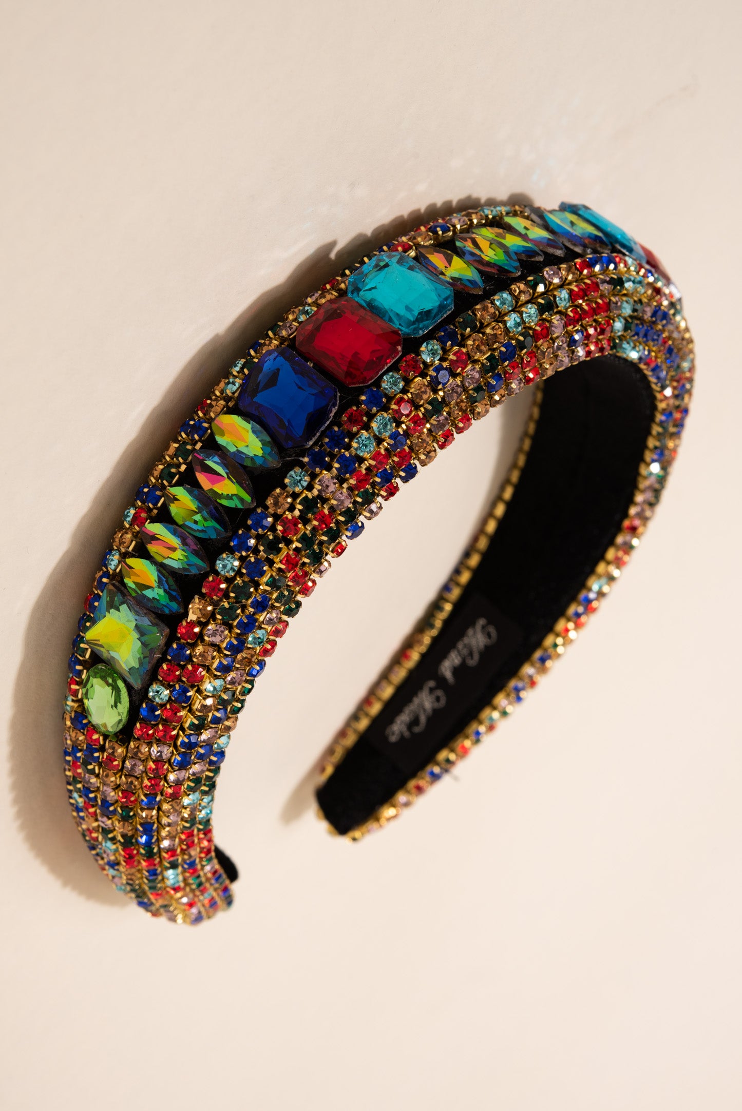 Chelsea Padded Mixed Rhinestone Headband-Multicolor