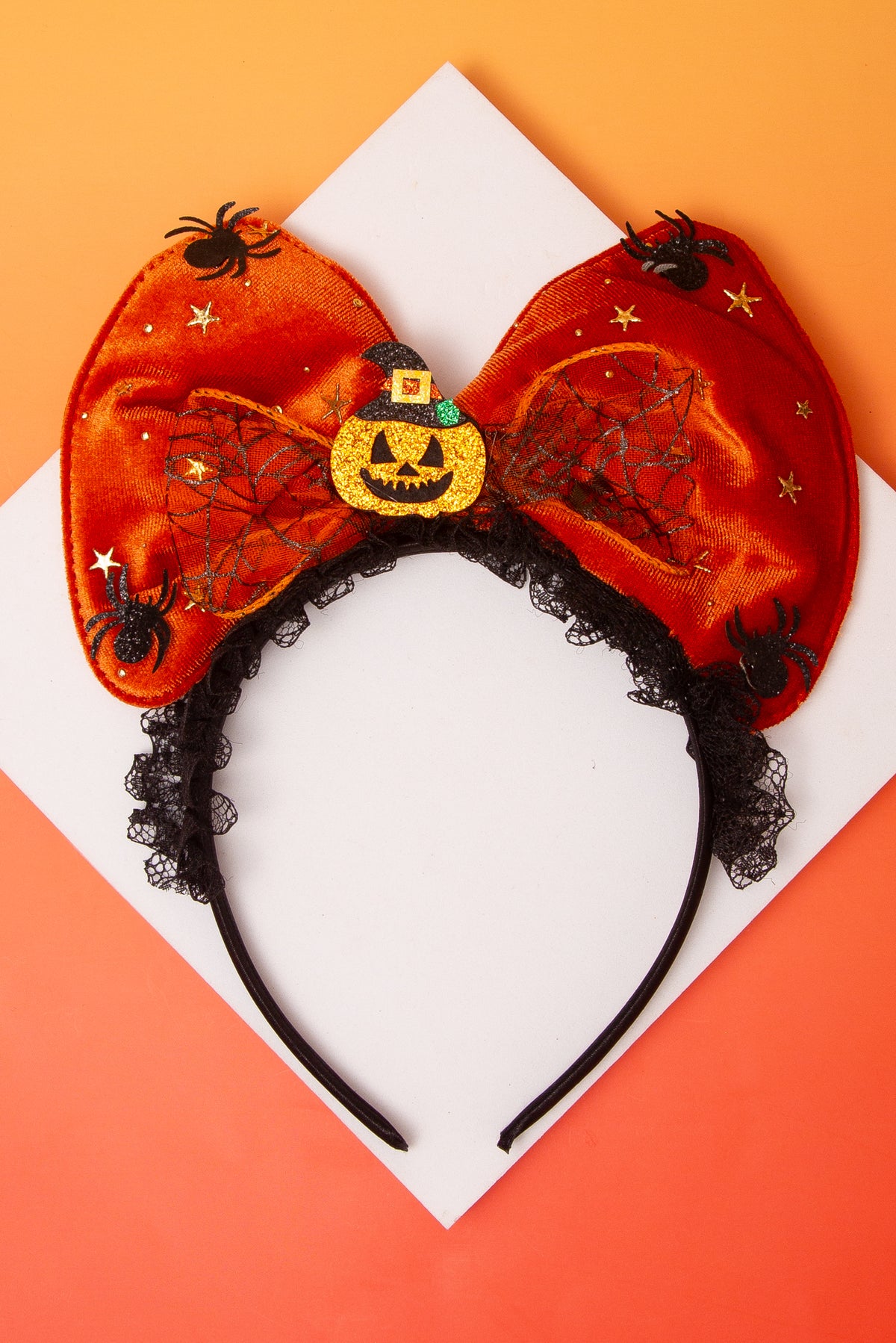Bella Spider Pumpkin Bow Headband