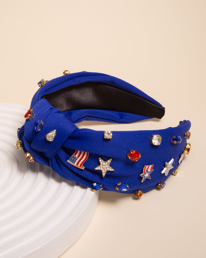 Susan Enamel Charm Crystal Embellished Top Knotted Headband