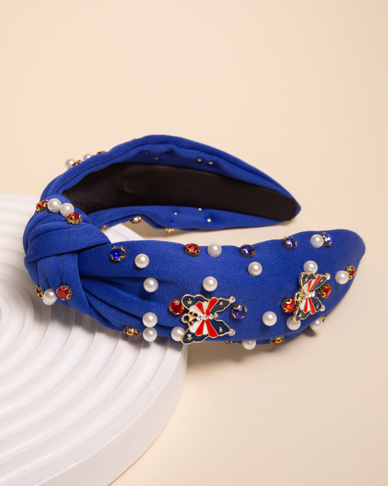 Annabelle American Flag Enamel Charm Crystal Embellished Headband