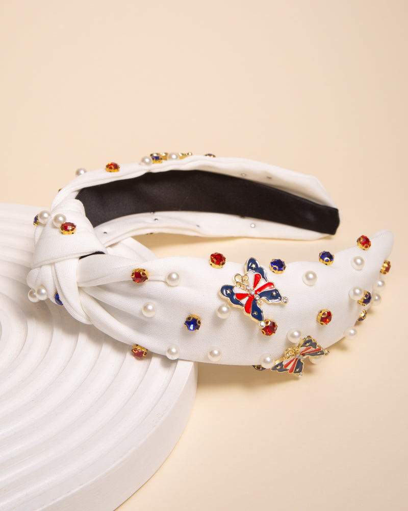 Annabelle American Flag Enamel Charm Crystal Embellished Headband
