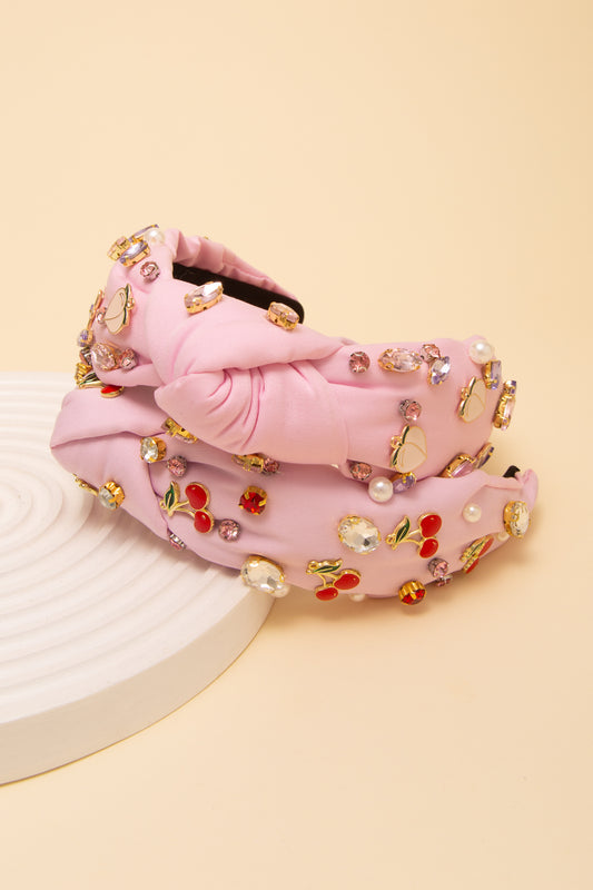 Penelope Rhinestone and Pearl Embellished Top Knot Headband