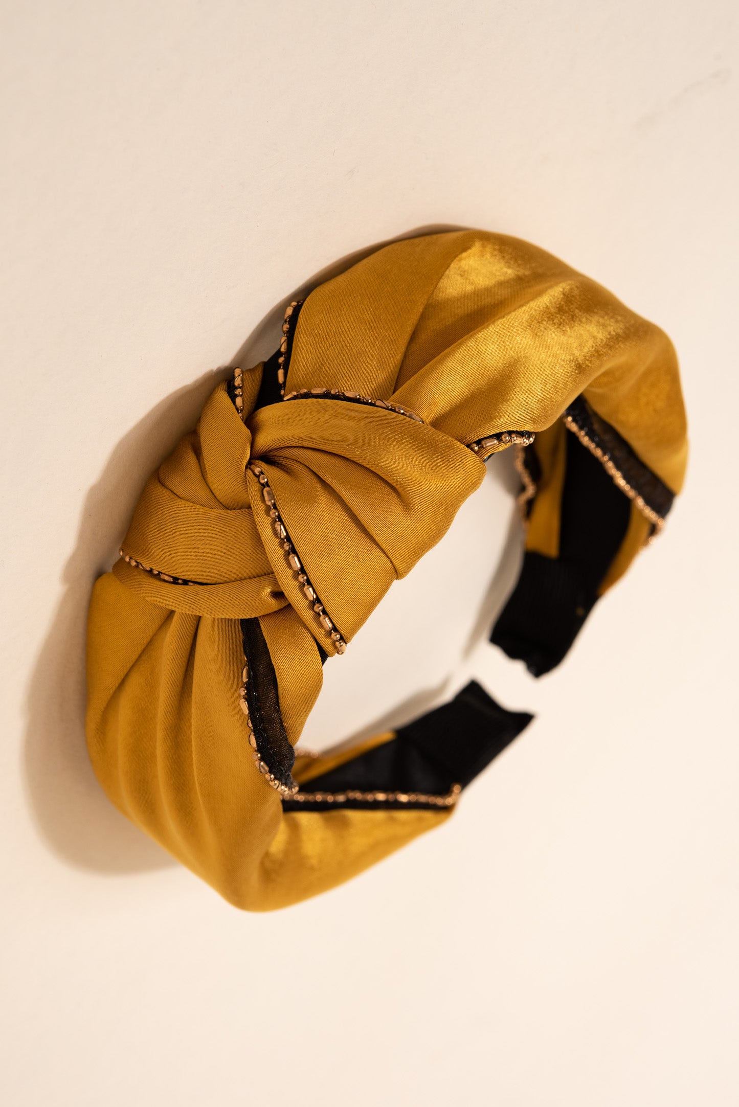 Sonia Satin Wrapped Bead Headband - Yellow
