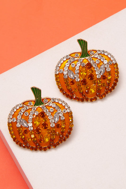 Daphne Halloween Crystal Pumpkin Post Stud Earrings