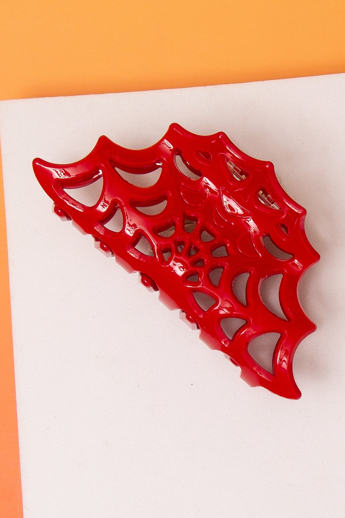 Isabelle Halloween Spiderweb Hair Clip | Red