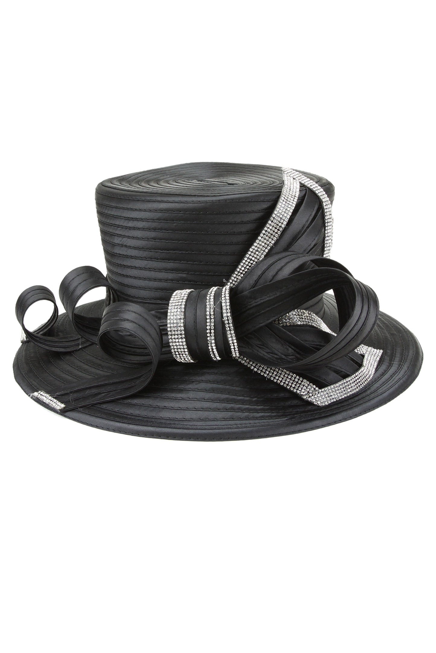 Vera Rhinestone Embellished Bow Loop Statement Church Hat