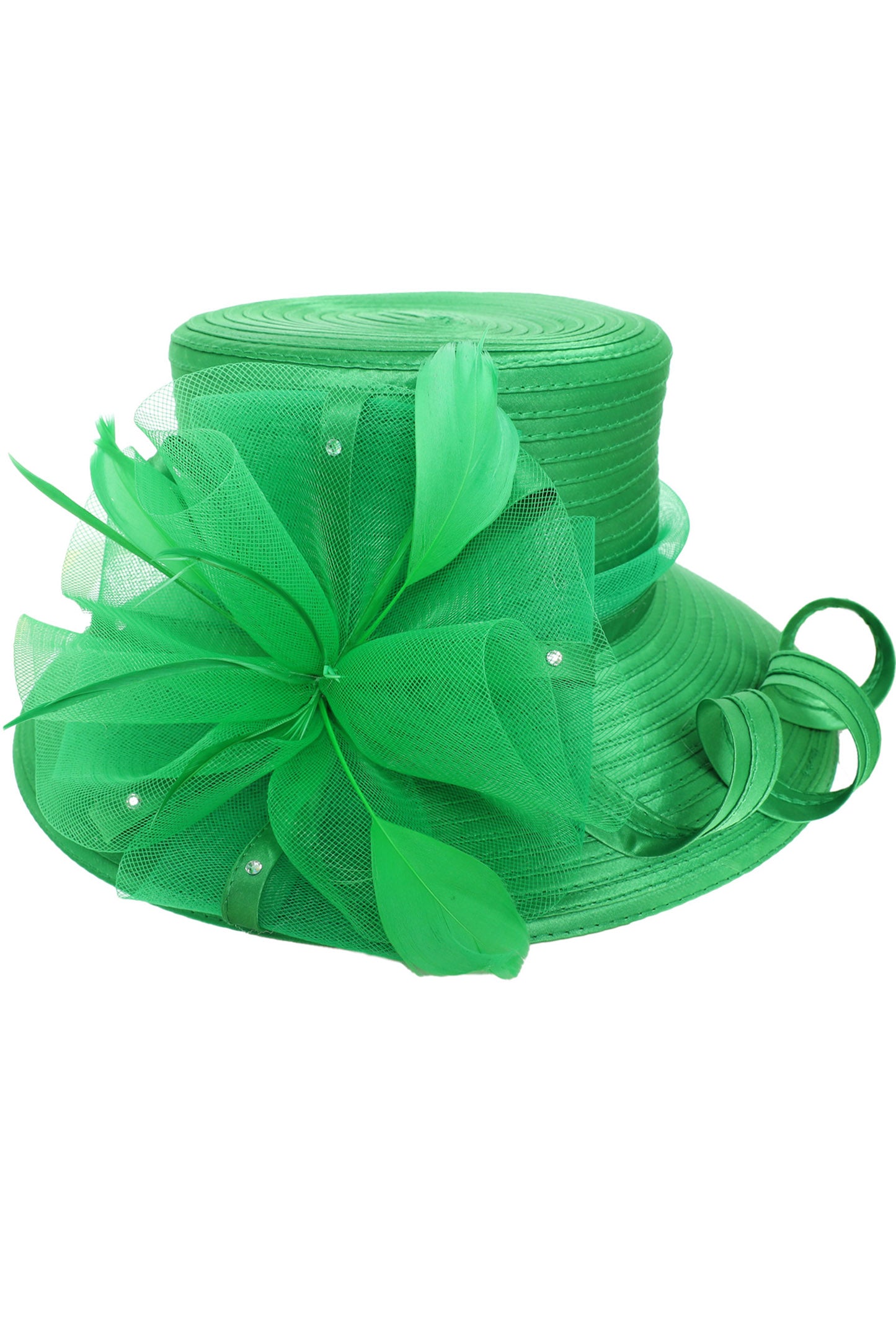 Chloe Brim Floral Jeweled Braid Hat | Green