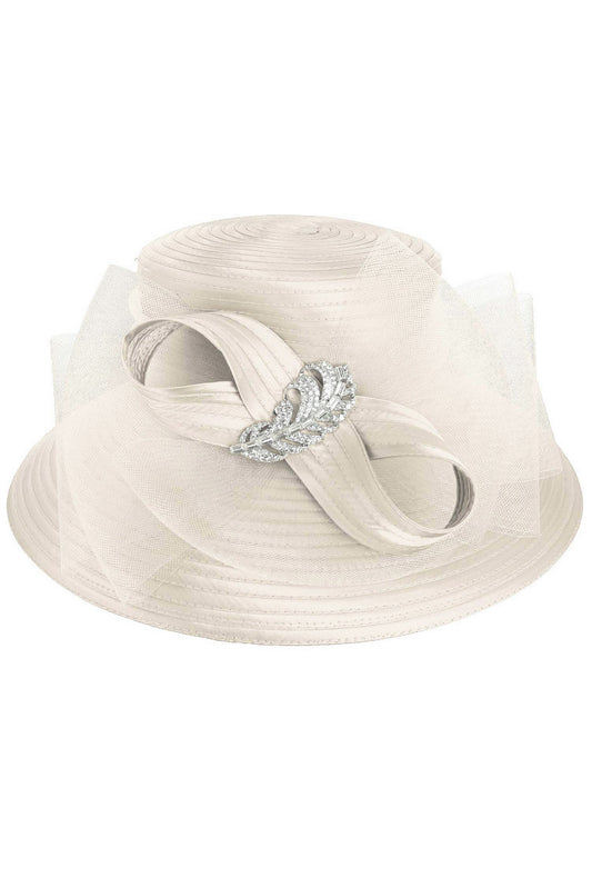 Valerie Dressy Brooch Ribbon Hat | Pearl