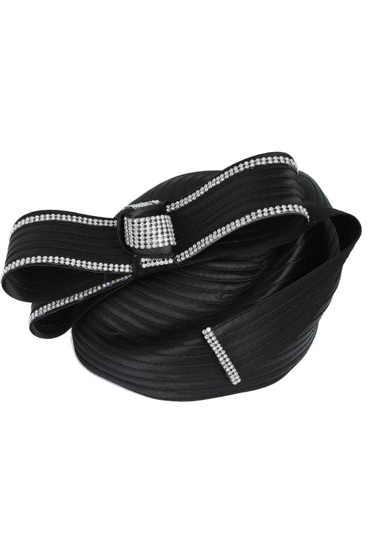 Alexandra Ribbon Metallic Dressy Pill Box Braid Hat | Black