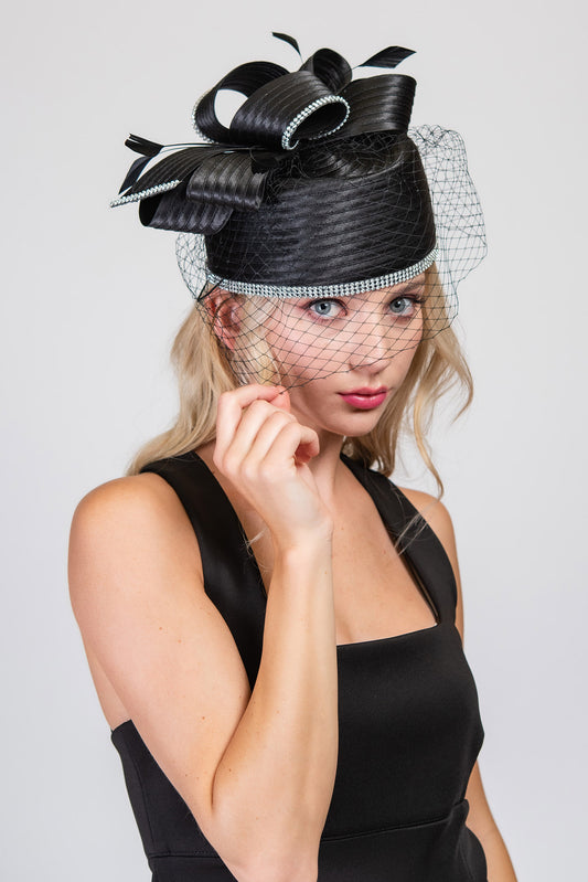 Lilly Ribbon Metallic Dressy Netted Pill Box Braid Hat