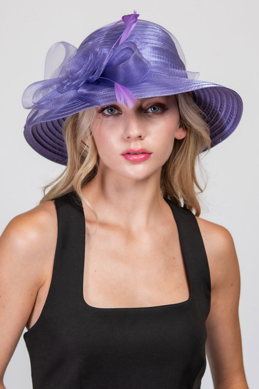 Jane Floral Feathered Down Brim Braid Hat