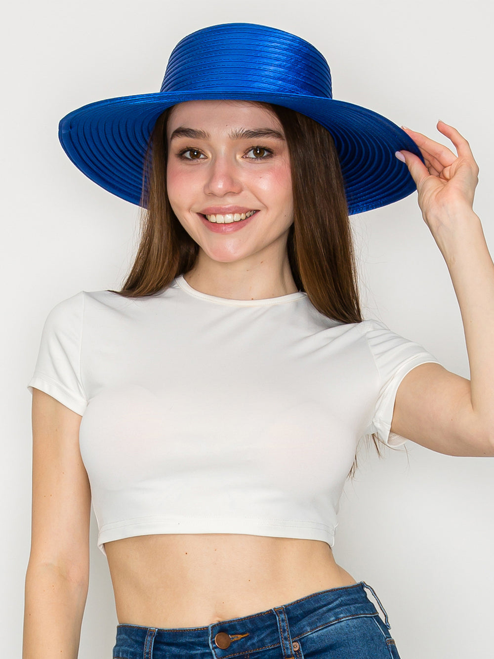 Layla Vibrant Color Down Wide Brim Paper Braid Hat