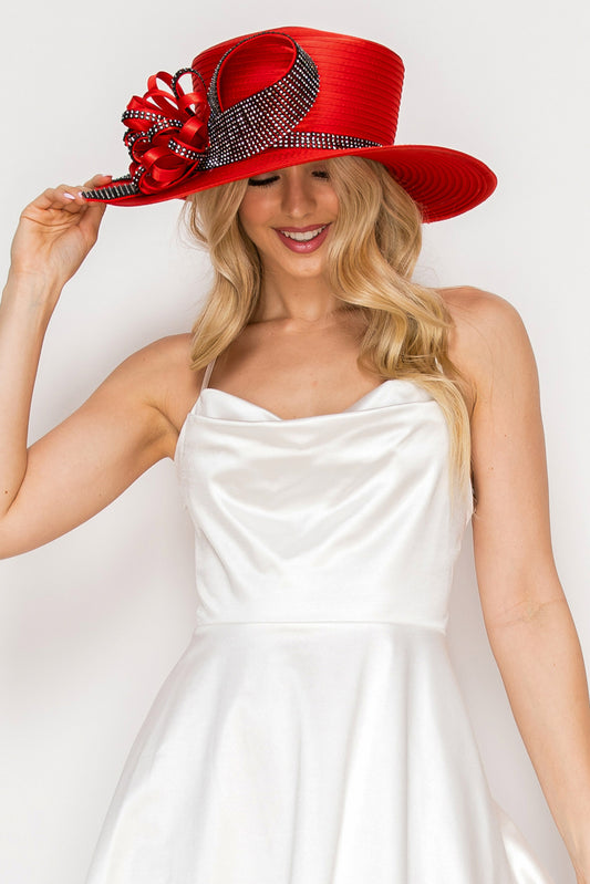 Chloe Elegant Rhinestone Embellished Loopy Bow Braid Hat