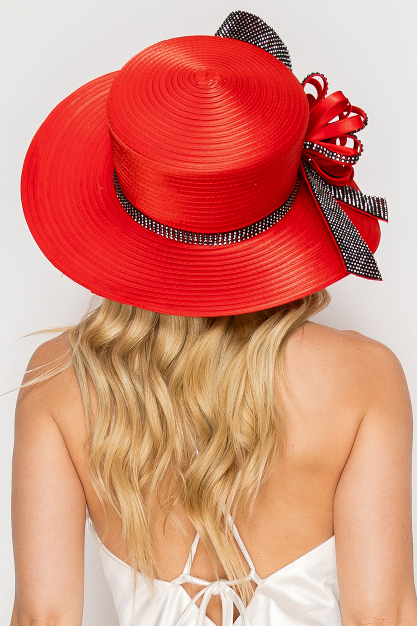 Chloe Elegant Rhinestone Embellished Loopy Bow Braid Hat