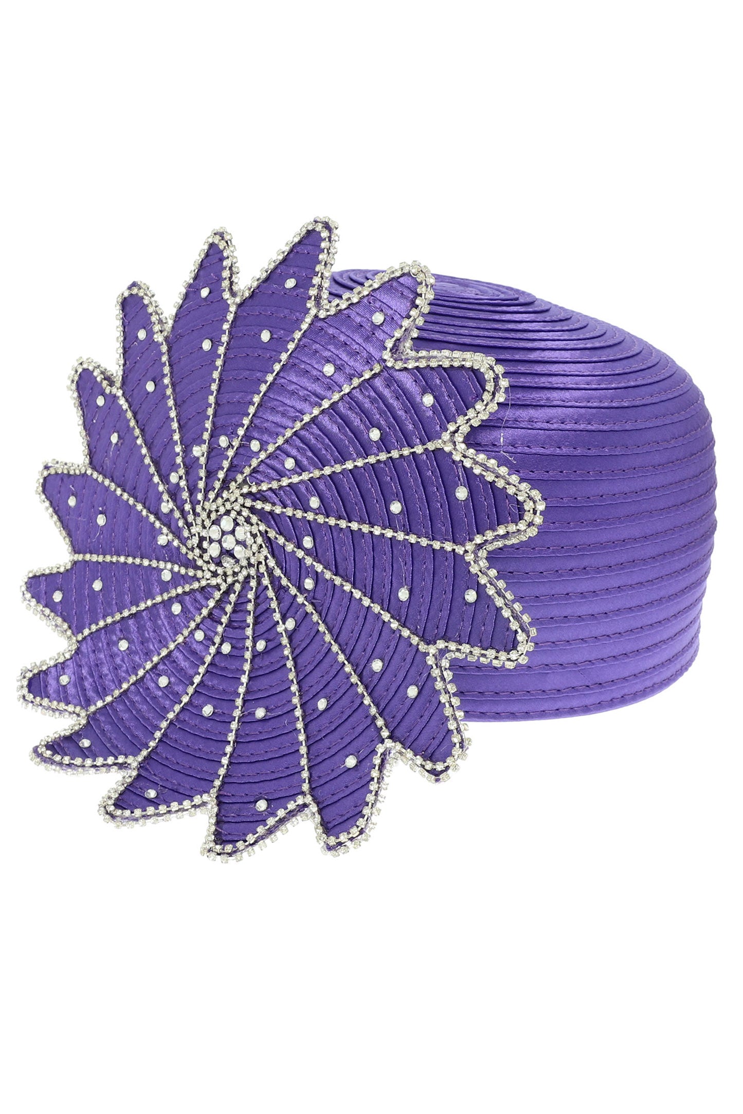 Layla Paper Braid Pill Box Hat with Large Rhinestone Starburst | Purple