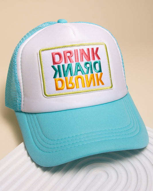 Marly Drink Drank Drunk Mesh Backing Trucker Hat | Blue