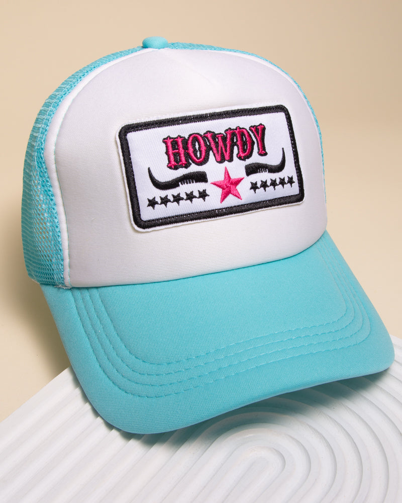 Amy Western "Howdy" Two-Tone Trucker Hat | Blue