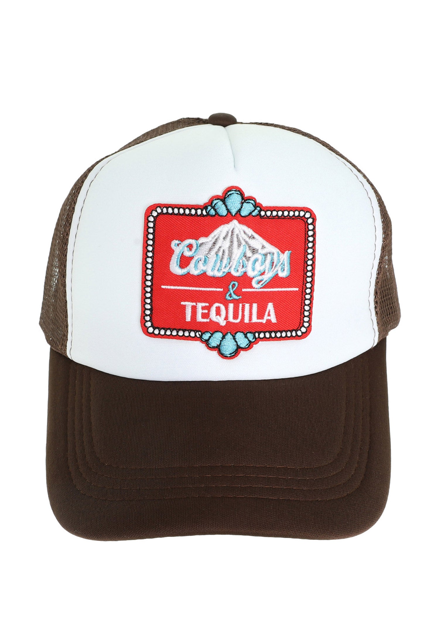 Carrie Cowboys  & Tequila Mesh Backing Trucker Cap | Brown