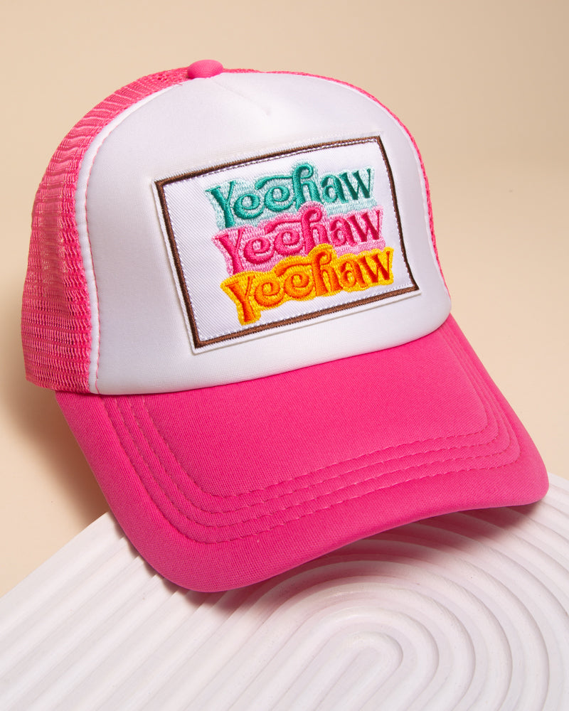 Dolly Western "Yeehaw" Colorful Trucker Hat | Fuchsia