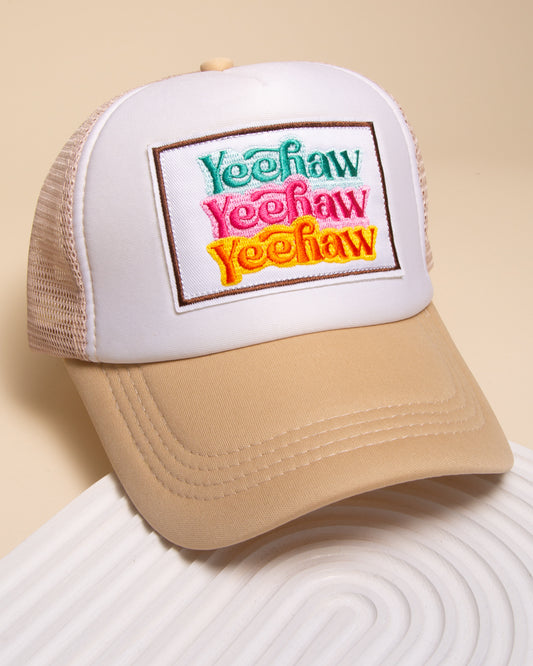 Dolly Western "Yeehaw" Colorful Trucker Hat | Ivory