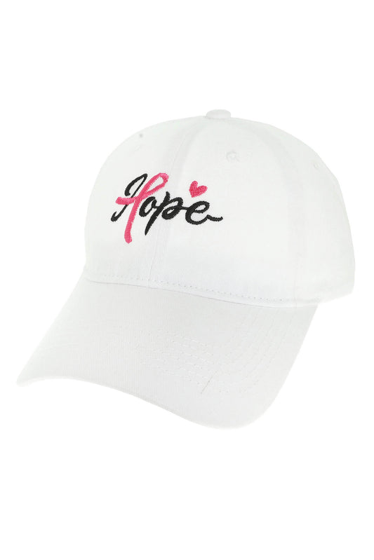 Victoria Breast Cancer Awareness Ribbon Embroidered Relaxed Denim Cap  White 